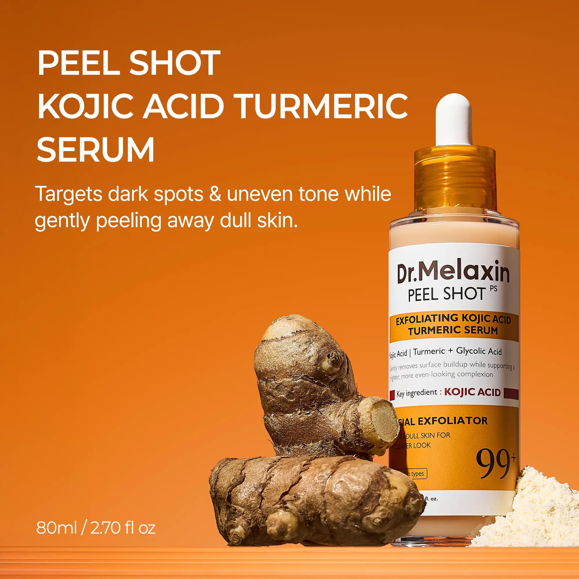[Dr.melaxin Official] Peel Shot Kojic Acid Turmeric Serum 80ml For Dark Spot Care Exfoliaing Niacinamide Dead Skin Korean Skin Care for Even Skin Tone